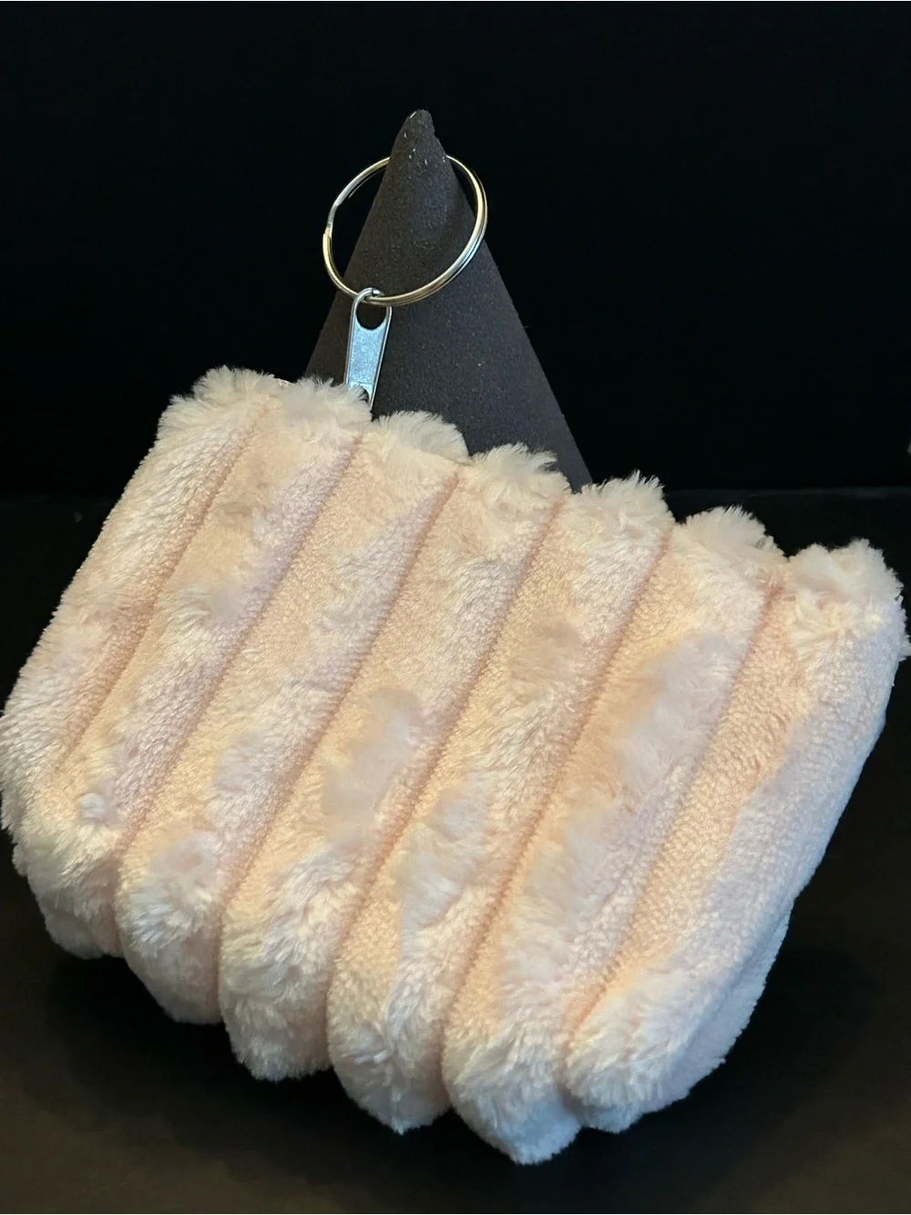 Plush Furry Coin Purse Key Pouch Case w/Silver Key Ring in Assorted Colors